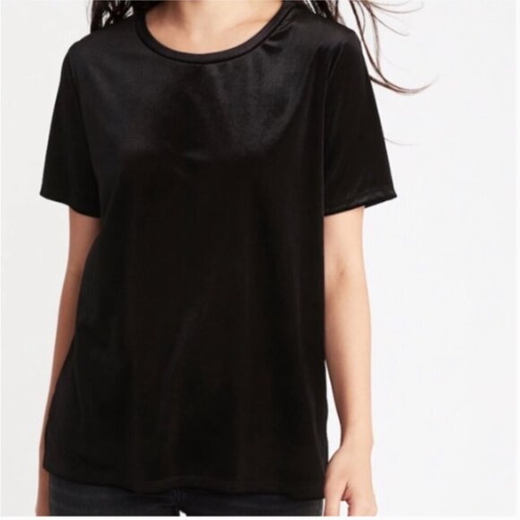 Old Navy Black Velvet Tee Sz S Short Sleeve Crew Neck #82B - Picture 2 of 10